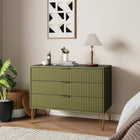 Manhattan Comfort Dumbo Modern 35" Fluted Dresser in Olive Green (3-Drawer)