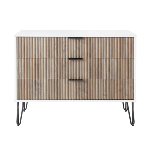 Manhattan Comfort Dumbo Modern 35" Fluted Dresser in Rustic Gray and White (3-Drawer)