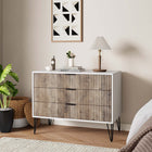 Manhattan Comfort Dumbo Modern 35" Fluted Dresser in Rustic Gray and White (3-Drawer)
