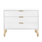 Manhattan Comfort Dumbo Modern 35" Fluted Dresser in White (3-Drawer)