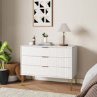 Manhattan Comfort Dumbo Modern 35" Fluted Dresser in White (3-Drawer)