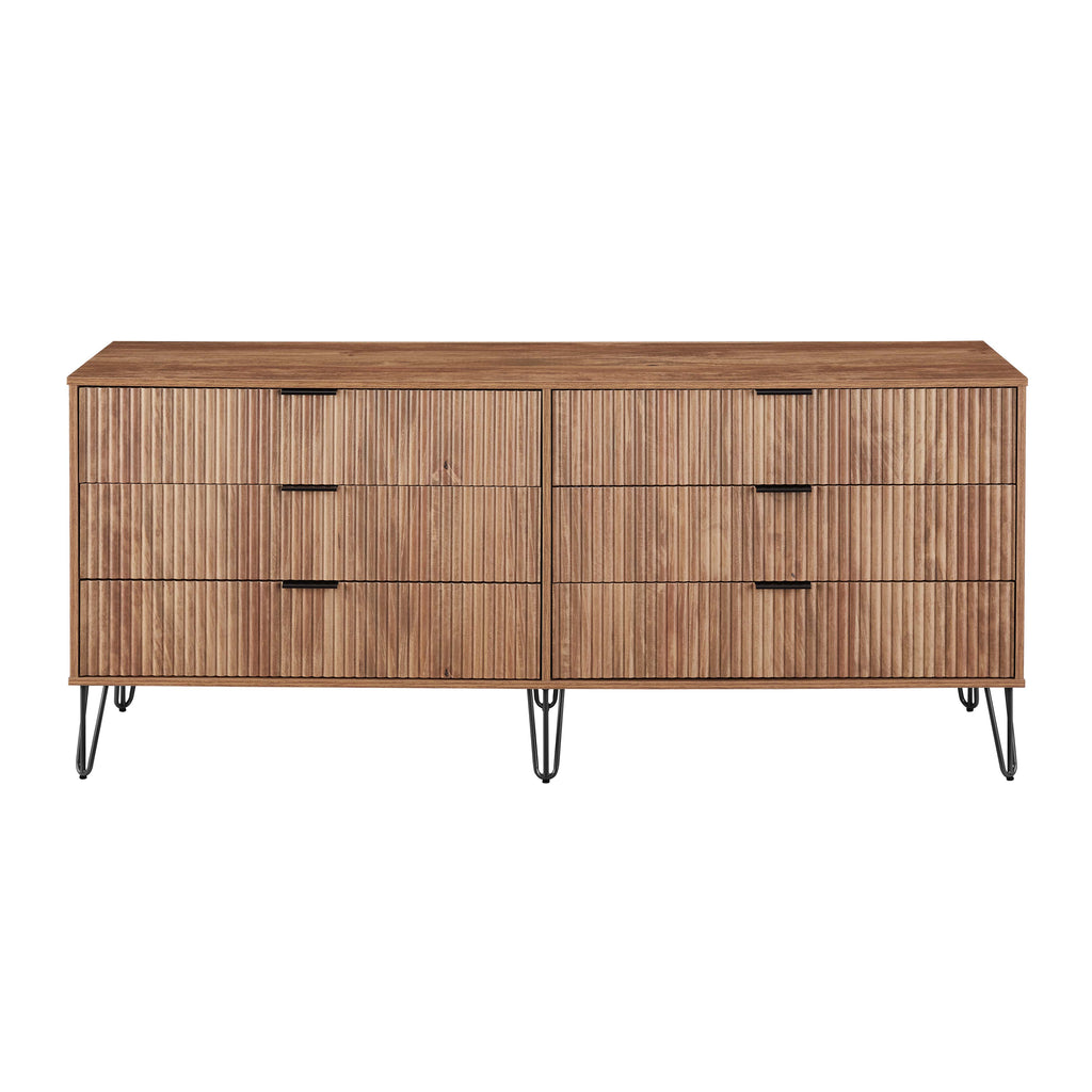 Manhattan Comfort DUMBO Modern 6-Drawer Double Low Dresser in Golden Brown-Modern Room Deco-Manhattan Comfort