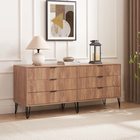 Manhattan Comfort DUMBO Modern 6-Drawer Double Low Dresser in Golden Brown-Modern Room Deco-Manhattan Comfort