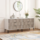 Manhattan Comfort DUMBO Modern 6-Drawer Double Low Dresser in White and Grey
