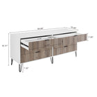 Manhattan Comfort DUMBO Modern 6-Drawer Double Low Dresser in White and Grey