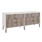 Manhattan Comfort DUMBO Modern 6-Drawer Double Low Dresser in White and Grey