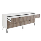 Manhattan Comfort DUMBO Modern 6-Drawer Double Low Dresser in White and Grey