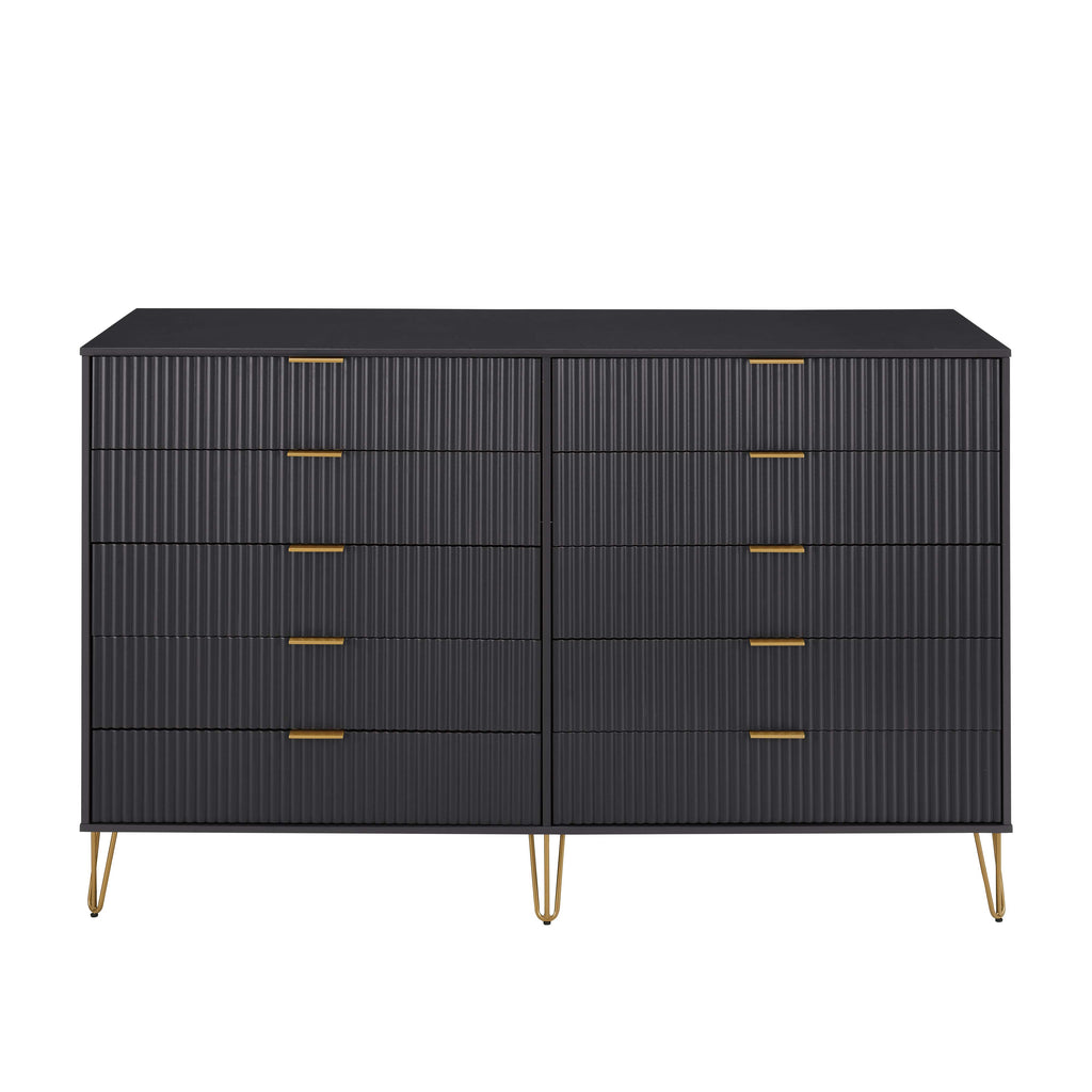 Manhattan Comfort DUMBO Modern 10-Drawer Double Tall Dresser in Black-Modern Room Deco