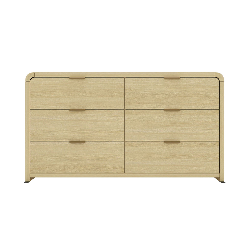 Manhattan Comfort Grace Modern 60" Dresser in Natural Oak (6-Drawer)