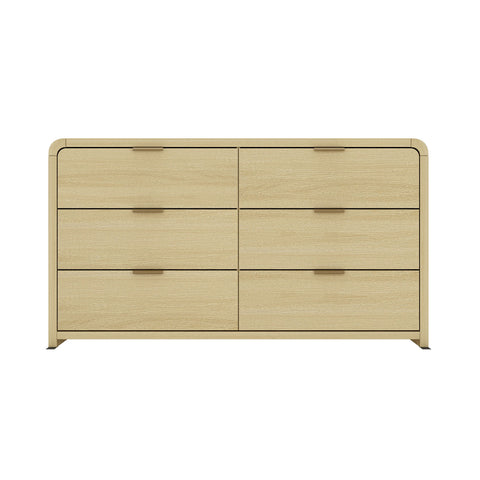 Manhattan Comfort Grace Modern 60" Dresser in Natural Oak (6-Drawer)