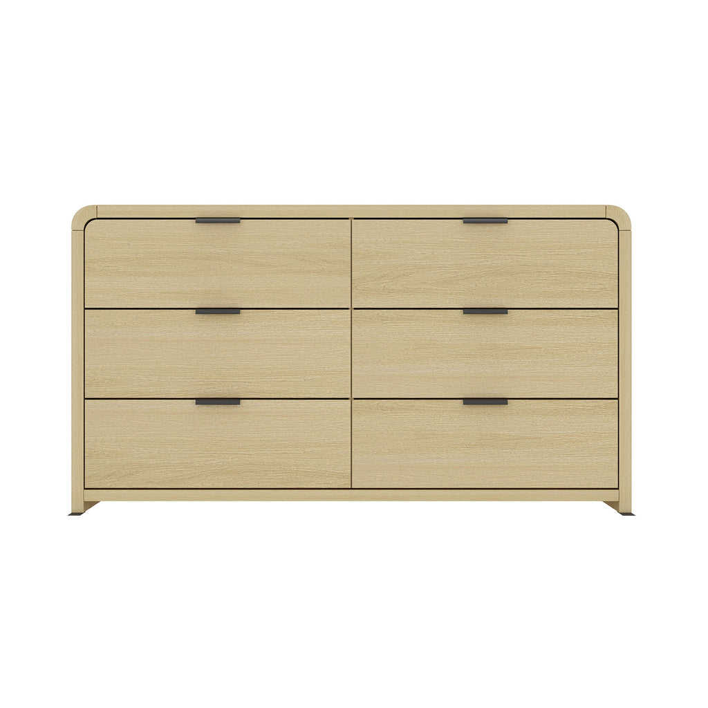 Manhattan Comfort Grace Modern 60" Dresser in Natural Oak (6-Drawer)