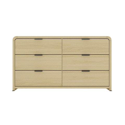 Manhattan Comfort Grace Modern 60" Dresser in Natural Oak (6-Drawer)