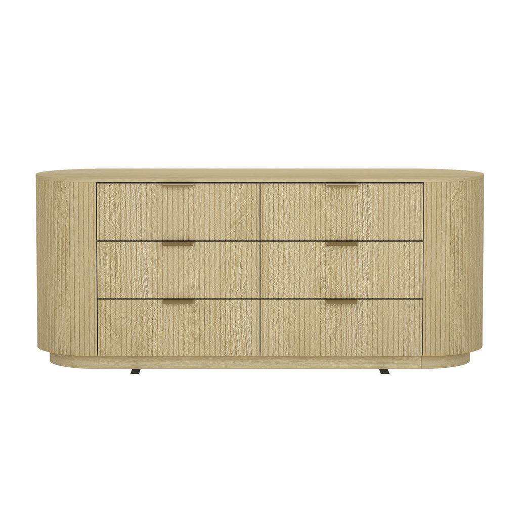 Manhattan Comfort Olivia Modern 71" Dresser in Natural Oak (6-Drawer)