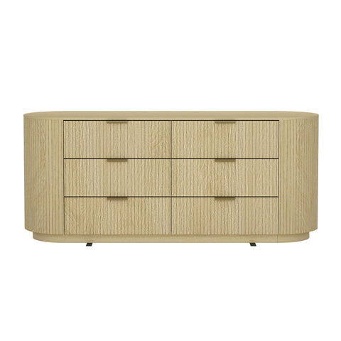 Manhattan Comfort Olivia Modern 71" Dresser in Natural Oak (6-Drawer)
