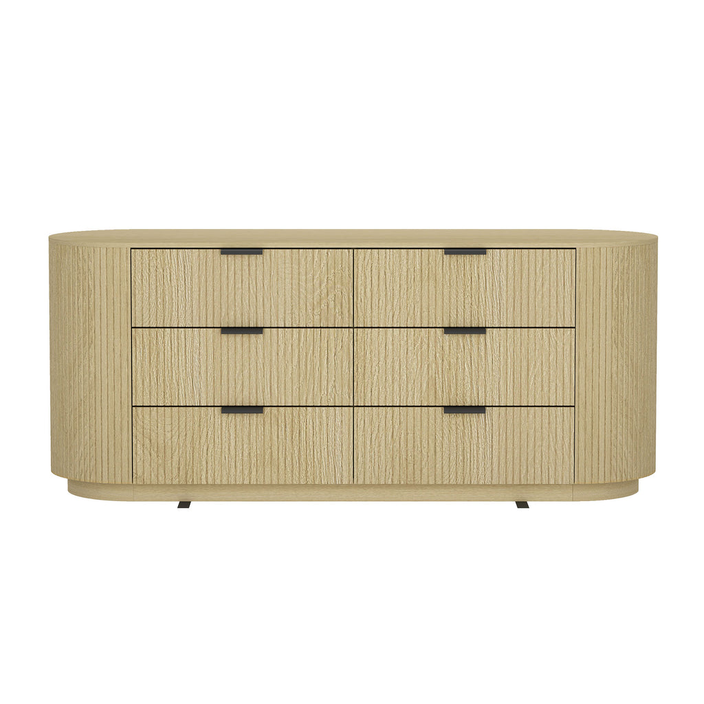Manhattan Comfort Olivia Modern 71" Dresser in Natural Oak (6-Drawer)