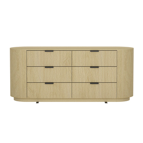 Manhattan Comfort Olivia Modern 71" Dresser in Natural Oak (6-Drawer)