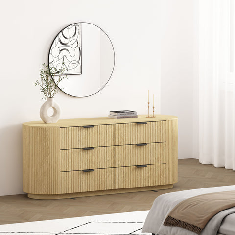 Manhattan Comfort Olivia Modern 71" Dresser in Natural Oak (6-Drawer)
