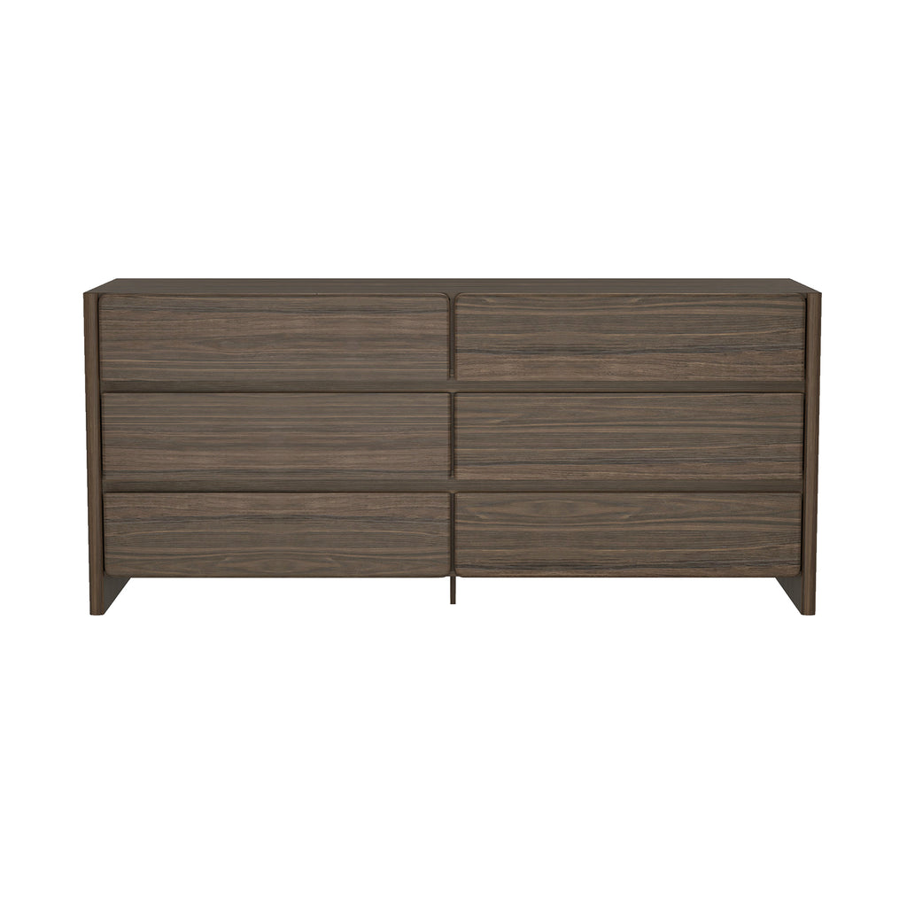 Manhattan Comfort Linda Modern 72" Dresser in Walnut Brown (6-Drawer)