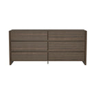 Manhattan Comfort Linda Modern 72" Dresser in Walnut Brown (6-Drawer)