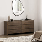 Manhattan Comfort Linda Modern 72" Dresser in Walnut Brown (6-Drawer)