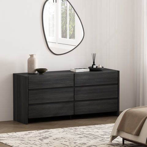 Manhattan Comfort Linda Modern 72" Dresser in Charcoal Gray (6-Drawer)