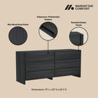 Manhattan Comfort Linda Modern 72" Dresser in Charcoal Gray (6-Drawer)