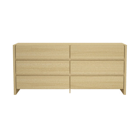 Manhattan Comfort Linda Modern 72" Dresser in Natural Oak (6-Drawer)