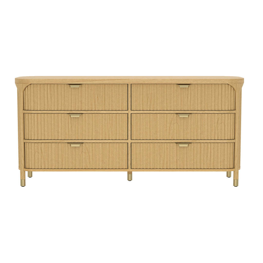 Manhattan Comfort Park Contemporary 68" Solid Wood Dresser in Natural (6-Drawer)