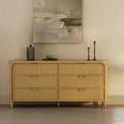 Manhattan Comfort Park Contemporary 68" Solid Wood Dresser in Natural (6-Drawer)