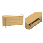 Manhattan Comfort Park Contemporary 68" Solid Wood Dresser in Natural (6-Drawer)