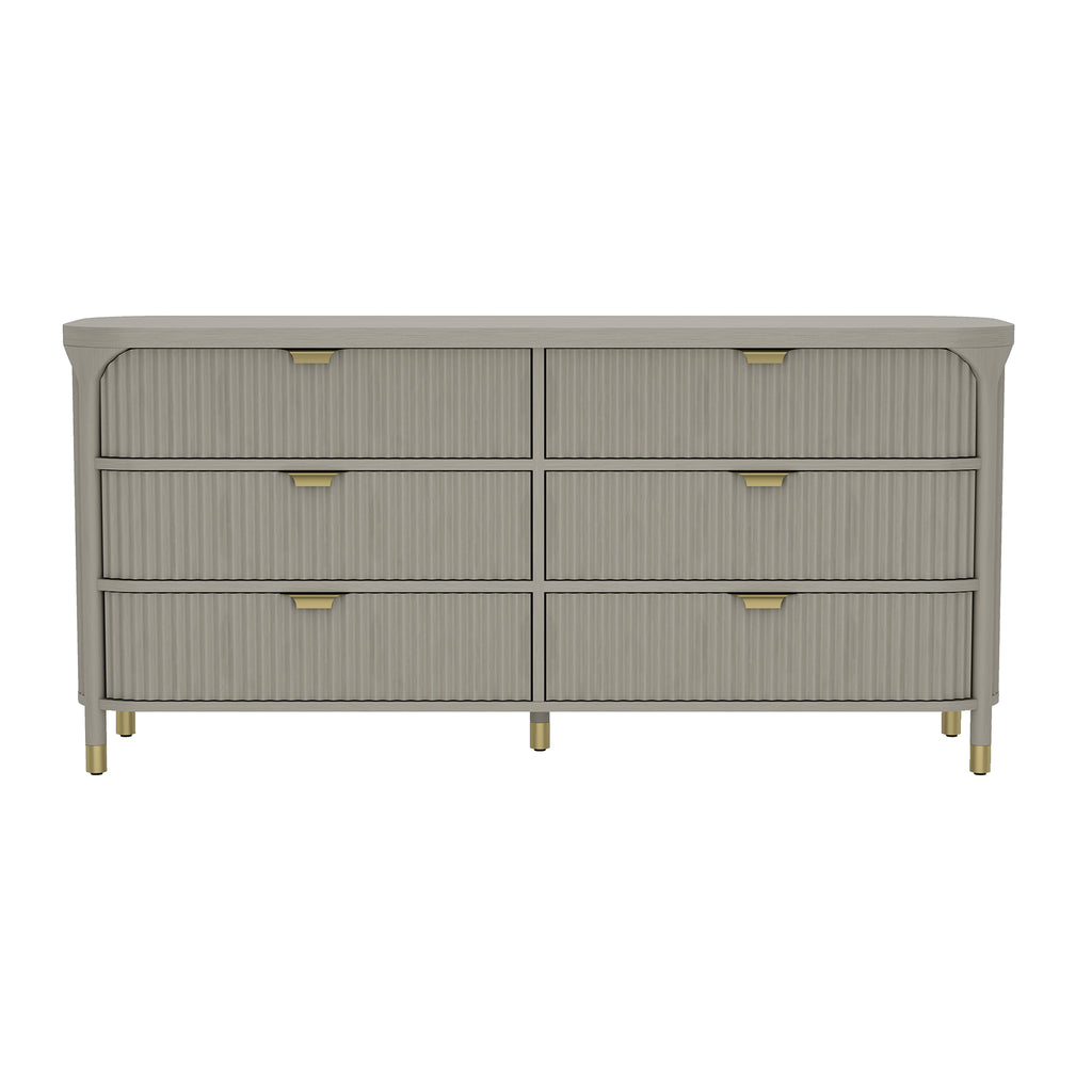 Manhattan Comfort Park Contemporary 68" Solid Wood Dresser in Gray (6-Drawer)