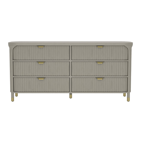 Manhattan Comfort Park Contemporary 68" Solid Wood Dresser in Gray (6-Drawer)