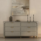 Manhattan Comfort Park Contemporary 68" Solid Wood Dresser in Gray (6-Drawer)