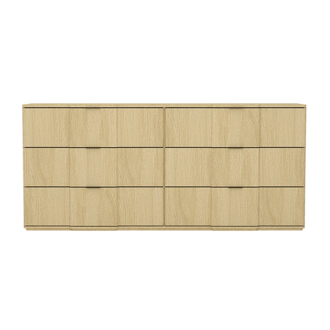 Manhattan Comfort Clive Mid-Century Modern 72" Dresser in Natural Oak and Gold (6-Drawer)