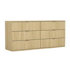 Manhattan Comfort Clive Mid-Century Modern 72" Dresser in Natural Oak and Gold (6-Drawer)