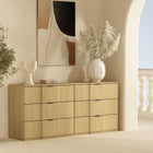 Manhattan Comfort Clive Mid-Century Modern 72" Dresser in Natural Oak and Gold (6-Drawer)
