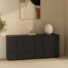 Manhattan Comfort Clive Mid-Century Modern 72" Dresser in Black and Gold (6-Drawer)
