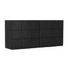 Manhattan Comfort Clive Mid-Century Modern 72" Dresser in Black and Gold (6-Drawer)