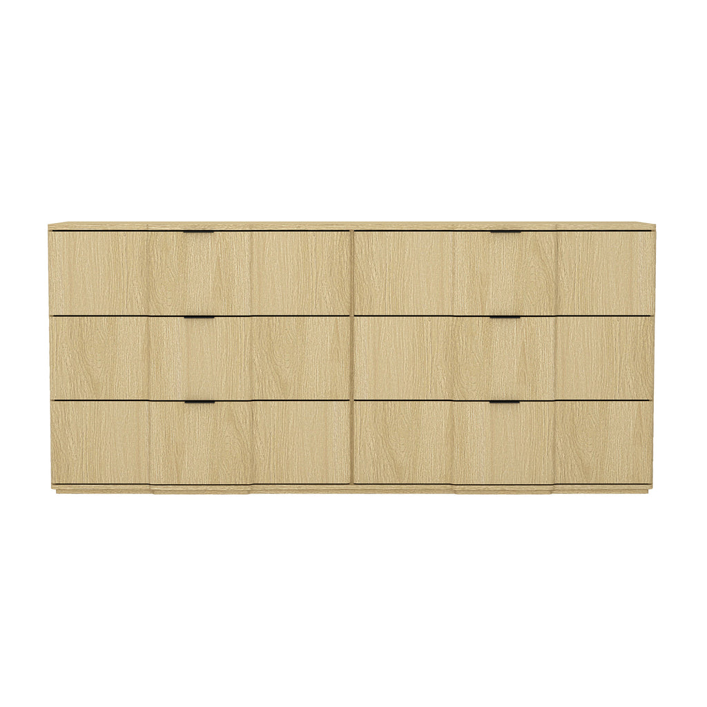 Manhattan Comfort Clive Mid-Century Modern 72" Dresser in Natural Oak (6-Drawer)