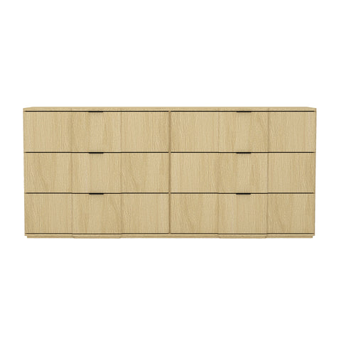Manhattan Comfort Clive Mid-Century Modern 72" Dresser in Natural Oak (6-Drawer)