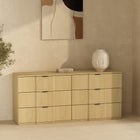 Manhattan Comfort Clive Mid-Century Modern 72" Dresser in Natural Oak (6-Drawer)
