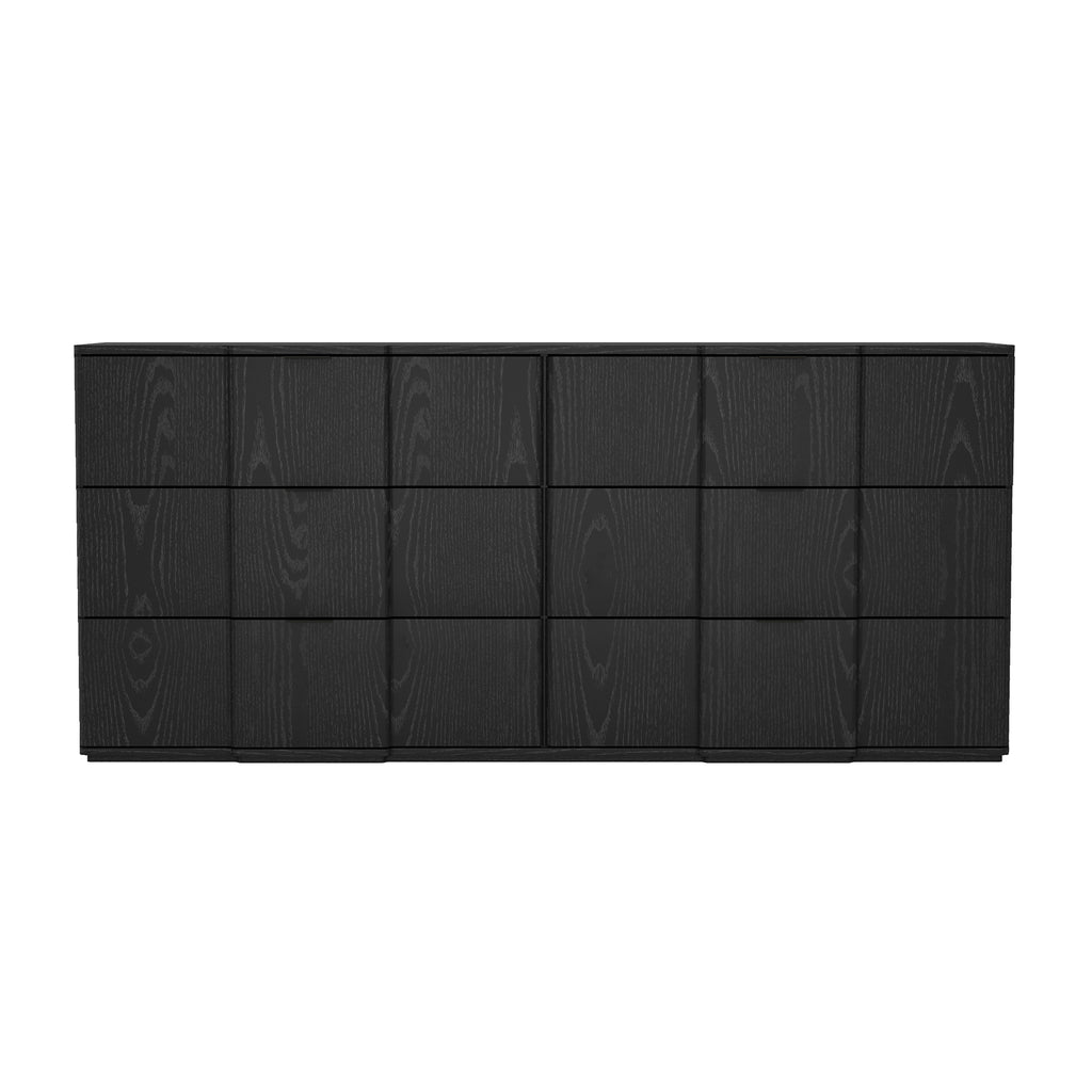 Manhattan Comfort Clive Mid-Century Modern 72" Dresser in Black (6-Drawer)