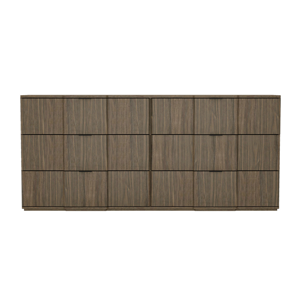 Manhattan Comfort Clive Mid-Century Modern 72" Dresser in Walnut (6-Drawer)