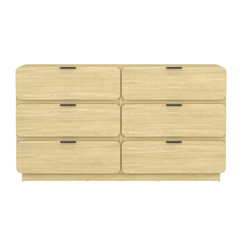 Manhattan Comfort Chrystie Contemporary Modern 60" Dresser in Natural (6-Drawer)