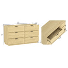 Manhattan Comfort Chrystie Contemporary Modern 60" Dresser in Natural (6-Drawer)