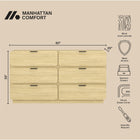 Manhattan Comfort Chrystie Contemporary Modern 60" Dresser in Natural (6-Drawer)