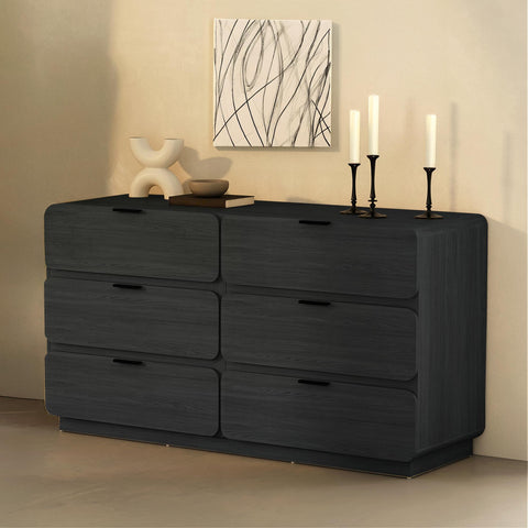 Manhattan Comfort Chrystie Contemporary Modern 60" Dresser in Black (6-Drawer)