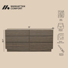 Manhattan Comfort Ardea Contemporary 72" Dresser in Walnut (6-Drawer)