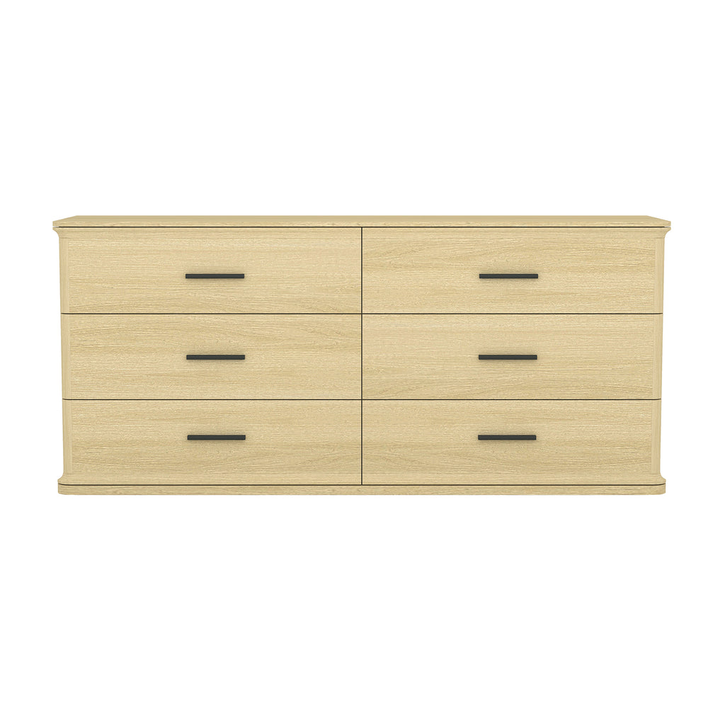 Manhattan Comfort Clifford Traditional Dresser in Natural Oak (6-Drawer)