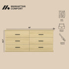 Manhattan Comfort Clifford Traditional Dresser in Natural Oak (6-Drawer)